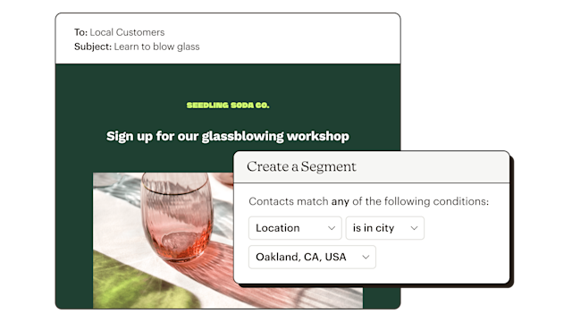 Email sent to custom segment for contacts that are located in Oakland, CA.
