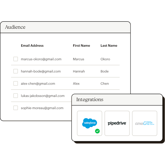 Audience list with audience integration options.