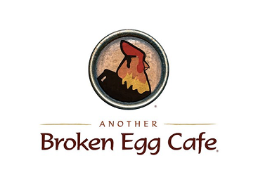 Logo variations for Broken Egg Cafe restaurant featuring stylized rooster silhouettes in black and red against oval backgrounds
