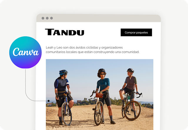 Diseño de sitio web con ciclistas y la marca "Tandu".