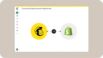 Tableau de bord d’intégration Intuit Mailchimp où les marketeurs peuvent connecter ou déconnecter Mailchimp à Shopify.